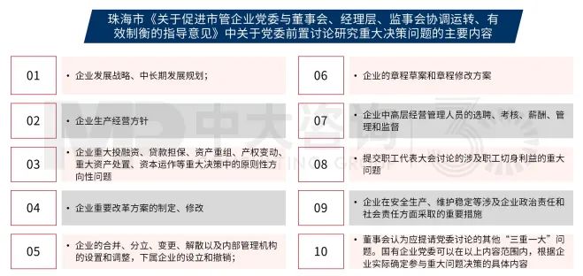 圖4 珠海市國資委關(guān)于黨委前置討論研究重大決策問題的細化意見